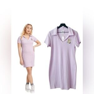 New! Looney Tunes Polo Preppy Sporty Ribbed Knit Lavender Bodycon Mini Dress